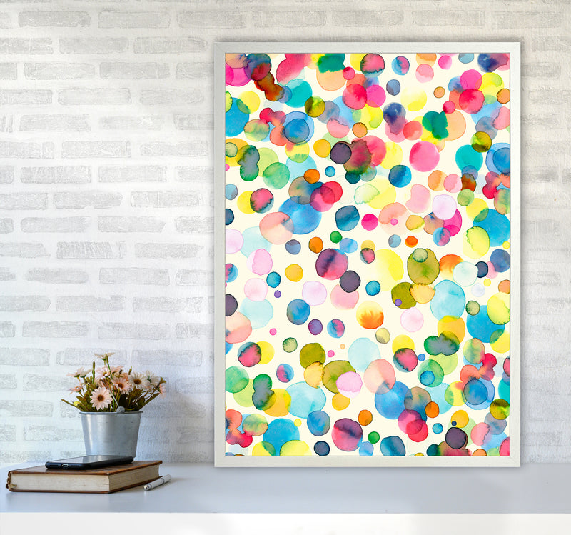 Watercolor Colorful Drops Abstract Art Print by Ninola Design A1 Oak Frame