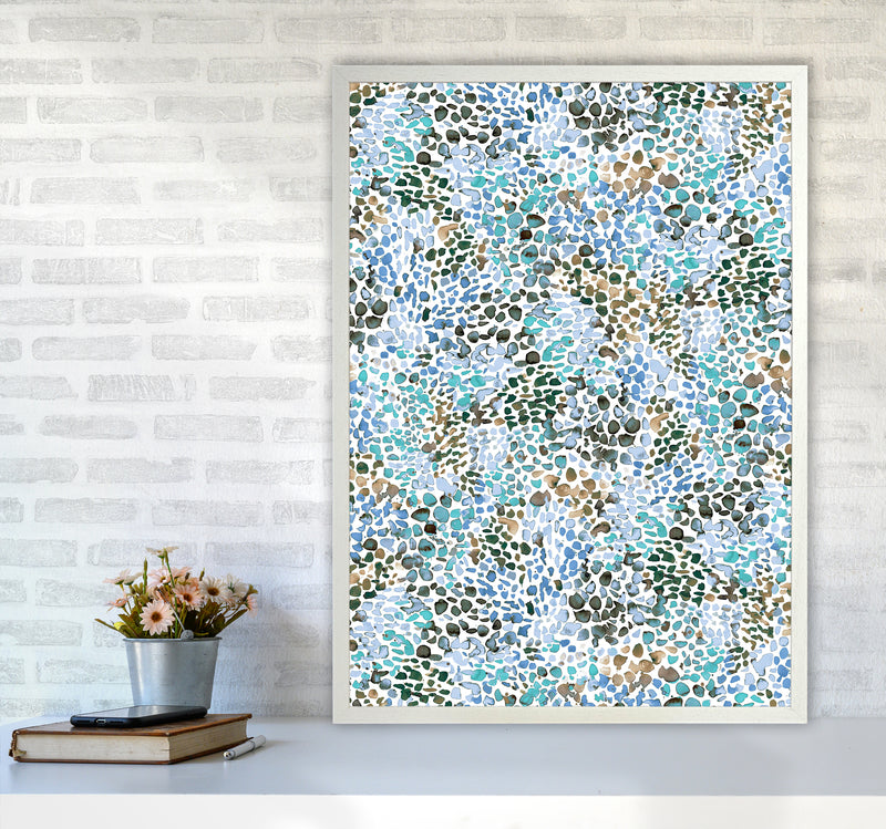 Speckled Watercolor Blue Abstract Art Print by Ninola Design A1 Oak Frame