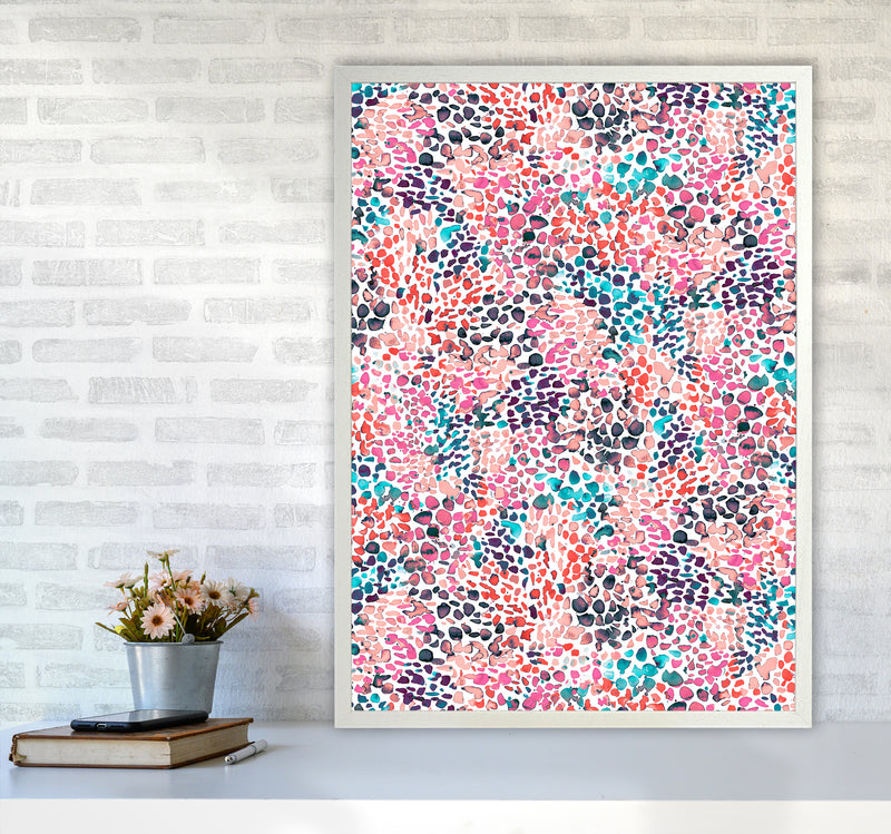 Speckled Watercolor Pink Abstract Art Print by Ninola Design A1 Oak Frame
