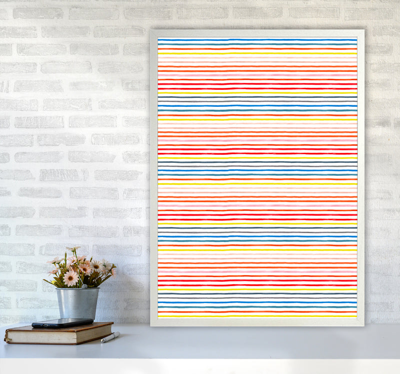 Marker Colorful Stripes Abstract Art Print by Ninola Design A1 Oak Frame