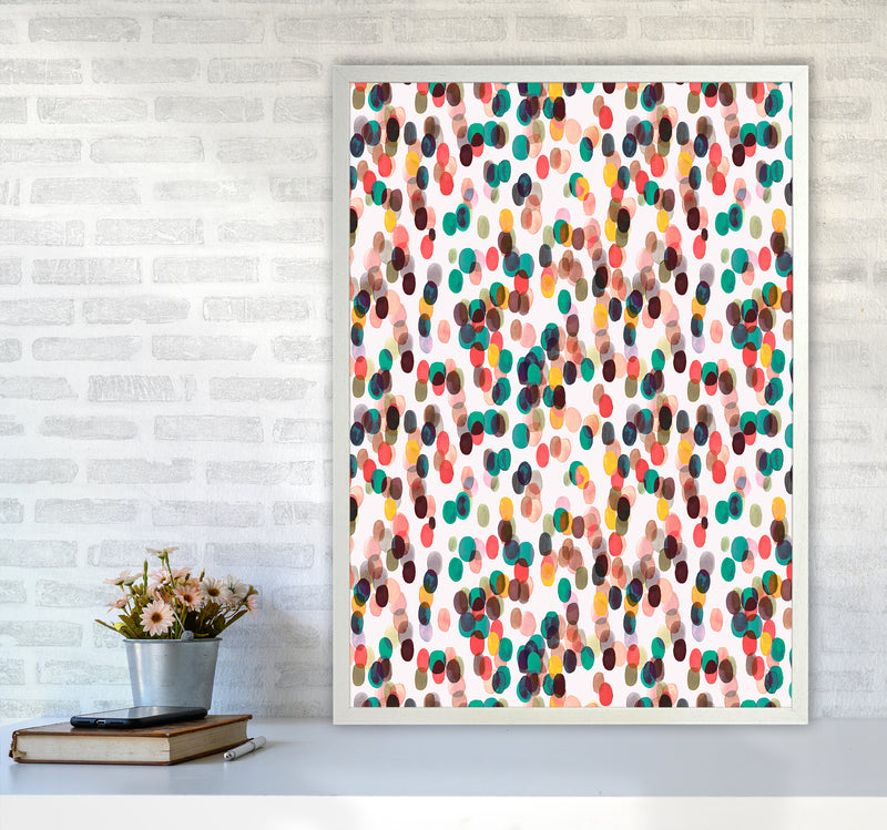 Relaxing Tropical Dots Abstract Art Print by Ninola Design A1 Oak Frame
