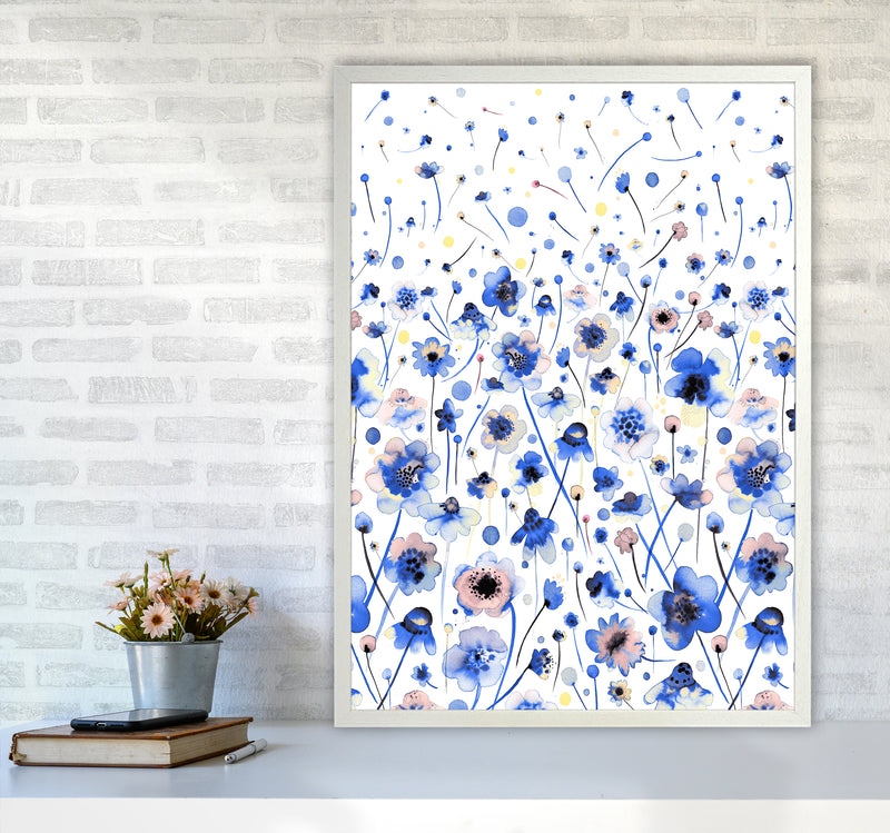 Ink Flowers Degraded Abstract Art Print by Ninola Design A1 Oak Frame