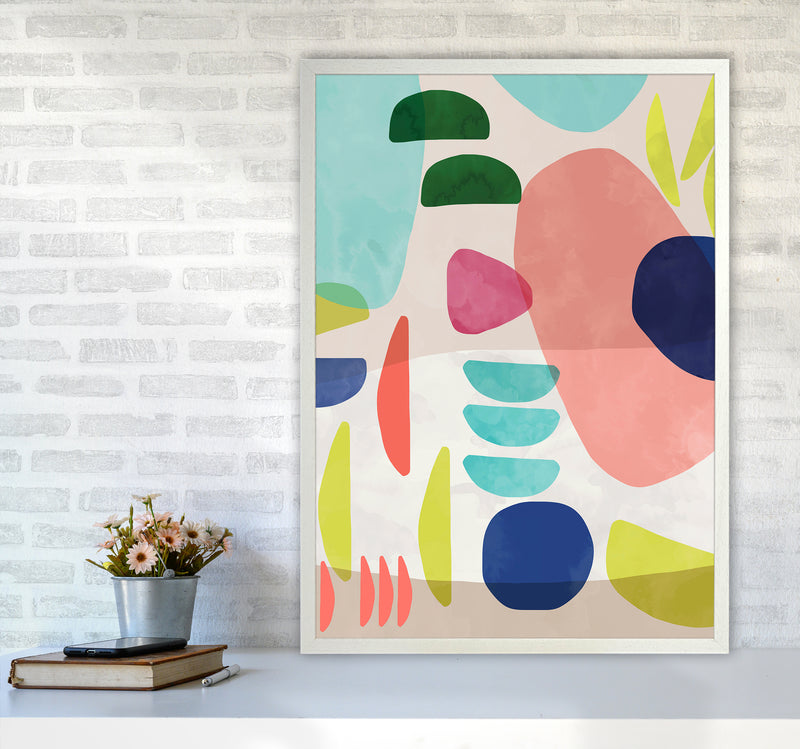 Organic Bold Shapes Abstract Art Print by Ninola Design A1 Oak Frame