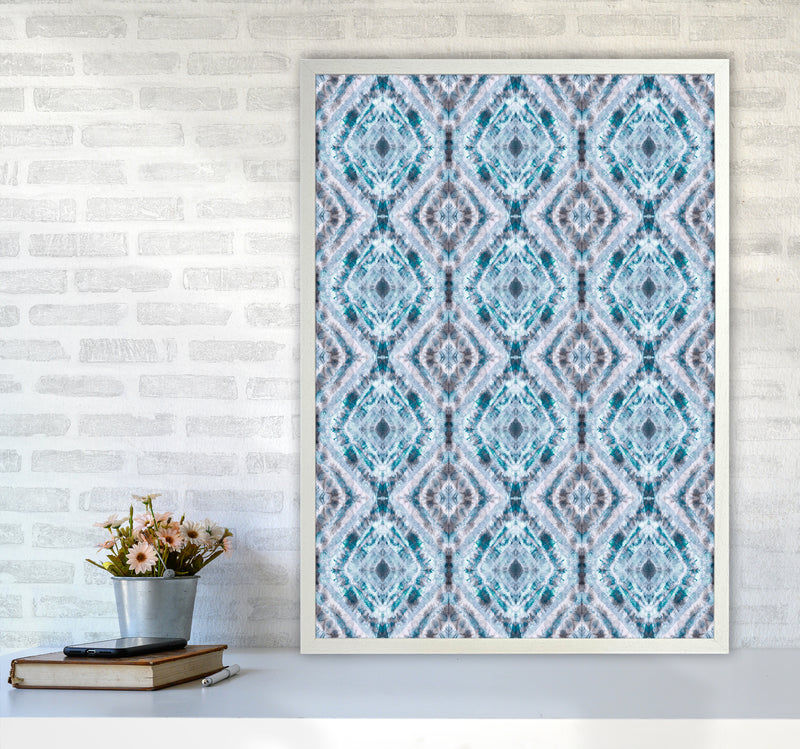 Boho Shibori Blue Abstract Art Print by Ninola Design A1 Oak Frame