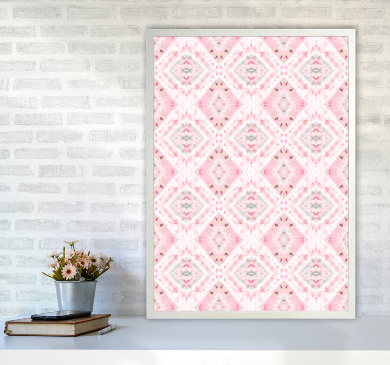 Boho Shibori Pink Abstract Art Print by Ninola Design A1 Oak Frame
