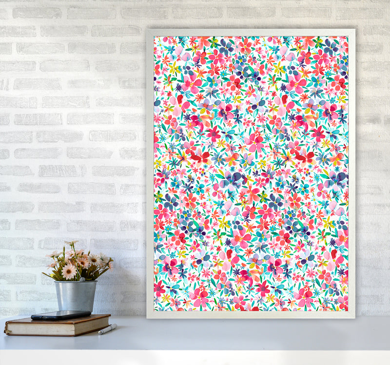 Colorful Petals Abstract Art Print by Ninola Design A1 Oak Frame