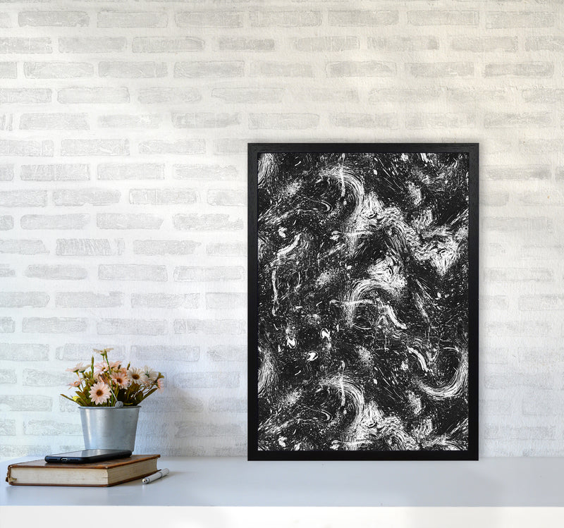 Abstract Dripping Painting Black White Abstract Art Print by Ninola Design A2 White Frame