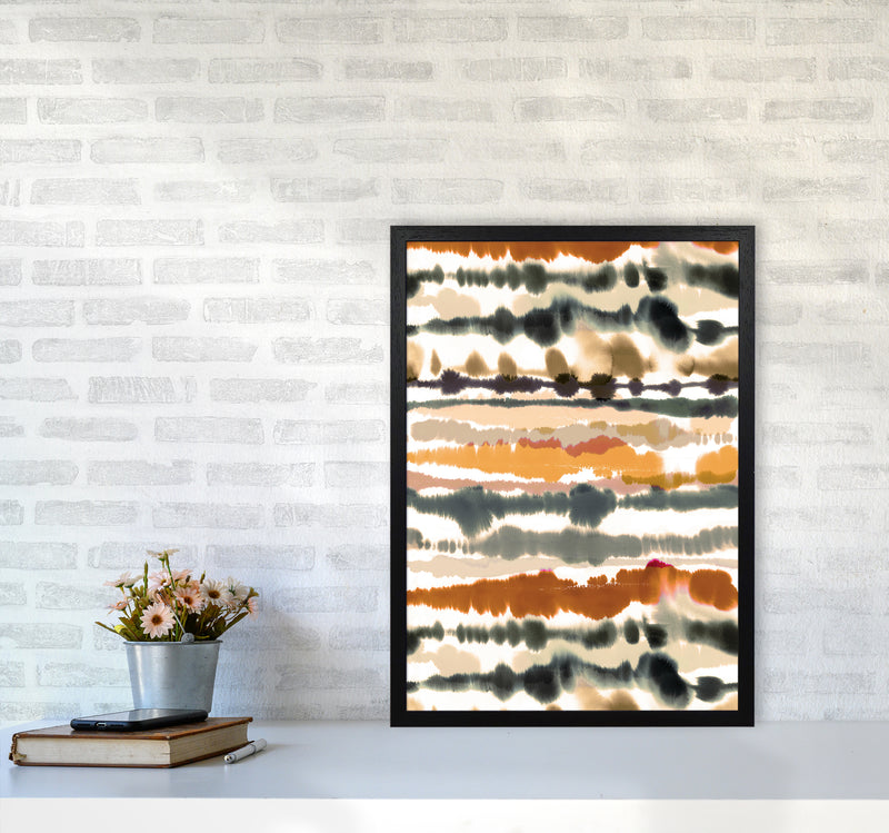 Soft Nautical Watercolor Lines Brown Abstract Art Print by Ninola Design A2 White Frame