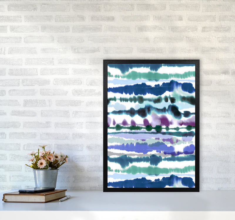 Soft Nautical Watercolor Lines blue Abstract Art Print by Ninola Design A2 White Frame