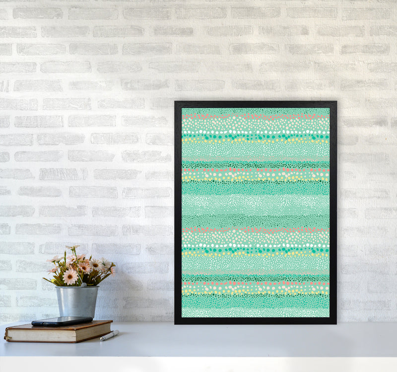 Little Textured Minimal Dots Green Abstract Art Print by Ninola Design A2 White Frame