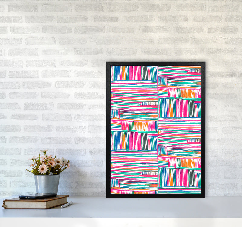 Watercolor Linear Meditation Pink Abstract Art Print by Ninola Design A2 White Frame