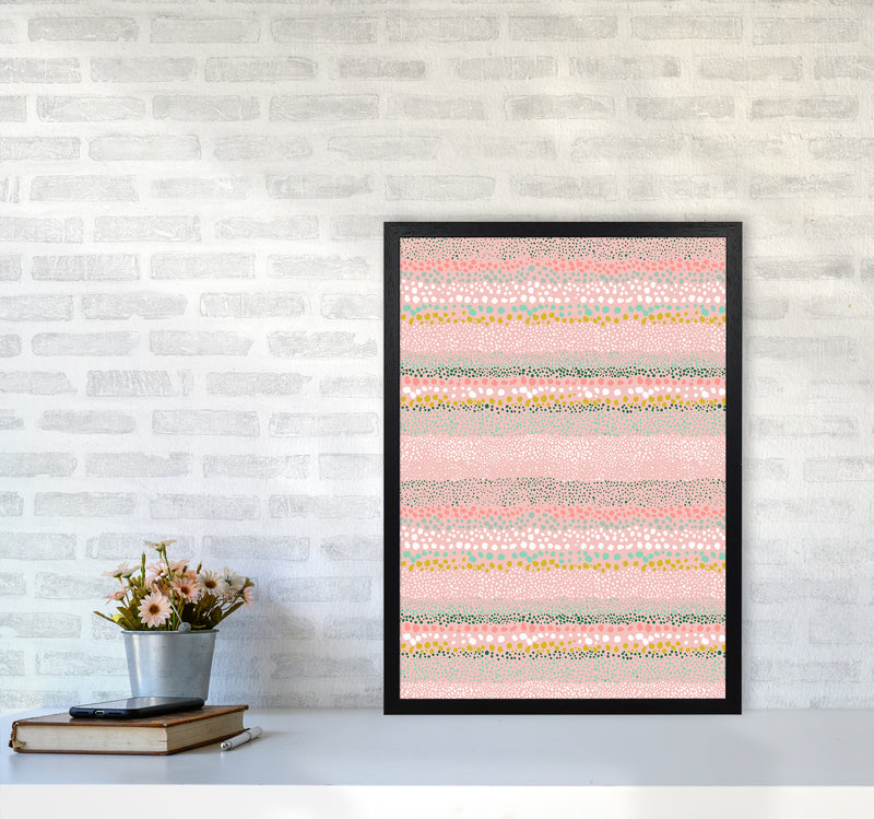 Little Textured Minimal Dots Pink Abstract Art Print by Ninola Design A2 White Frame