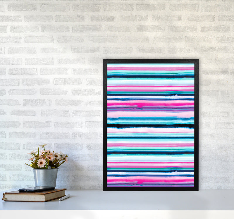Degrade Stripes Watercolor Pink Abstract Art Print by Ninola Design A2 White Frame