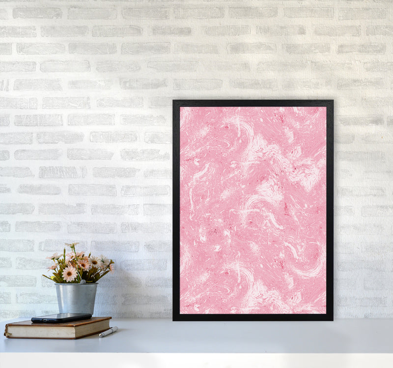 Abstract Dripping Painting Pink Abstract Art Print by Ninola Design A2 White Frame
