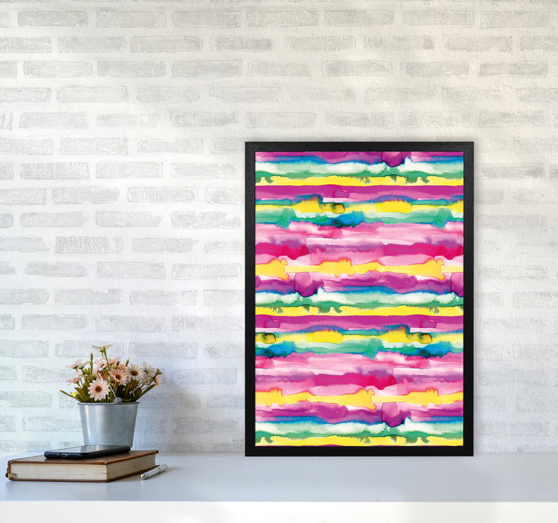 Gradient Tropical Color Lines Abstract Art Print by Ninola Design A2 White Frame