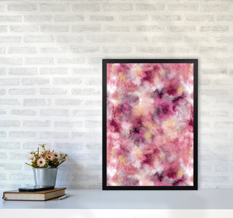 Smoky Marble Watercolor Pink Abstract Art Print by Ninola Design A2 White Frame