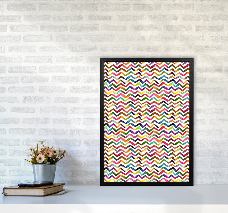 Chevron Stripes Multicolored Abstract Art Print by Ninola Design A2 White Frame