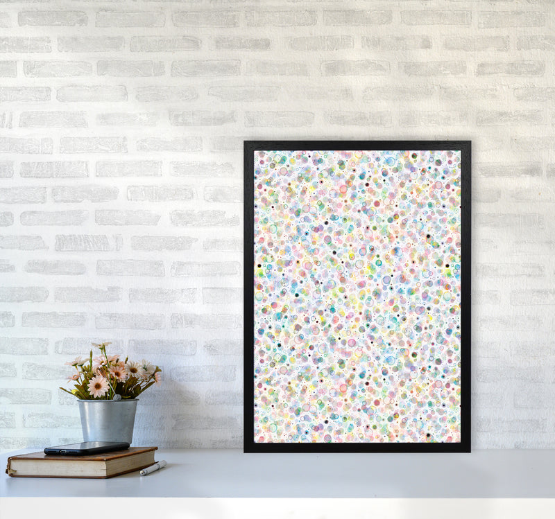 Cosmic Bubbles Multicolored Abstract Art Print by Ninola Design A2 White Frame