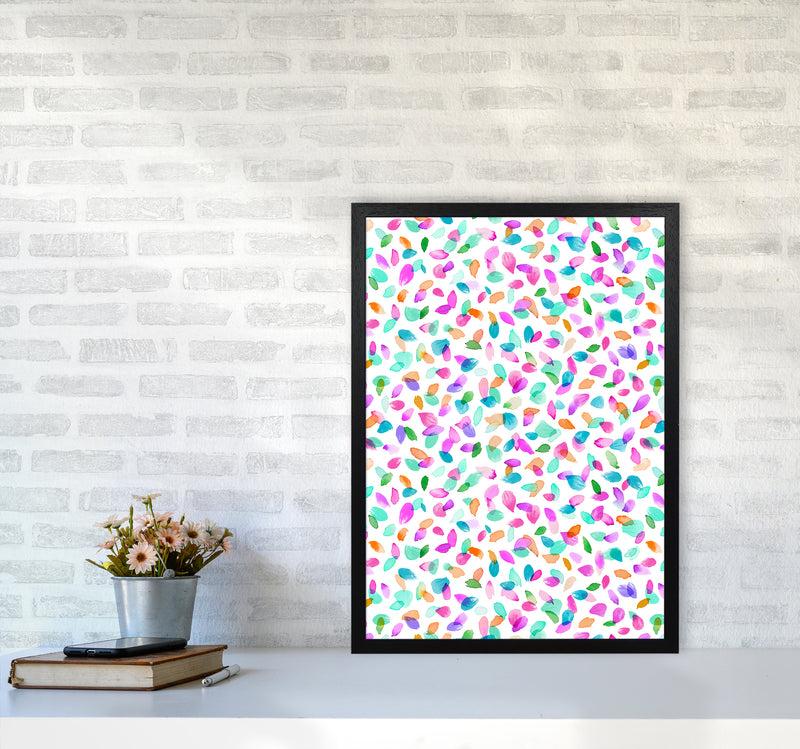 Minimal Flower Petals Pink Abstract Art Print by Ninola Design A2 White Frame