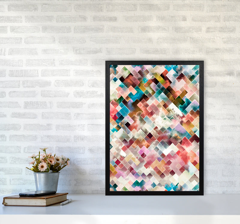 Moody Geometry Multi White Abstract Art Print by Ninola Design A2 White Frame