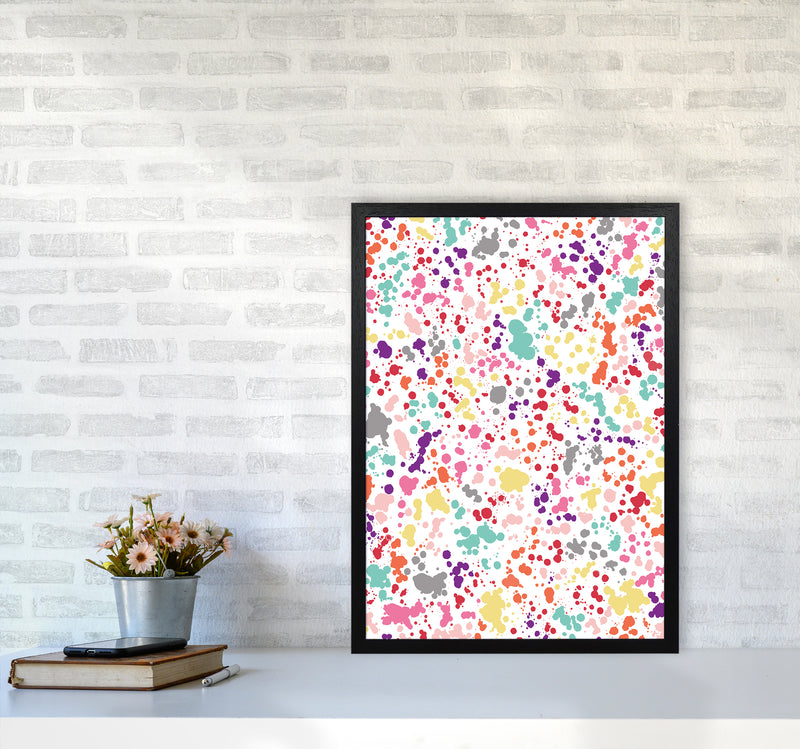 Splatter Dots Multicolored Abstract Art Print by Ninola Design A2 White Frame
