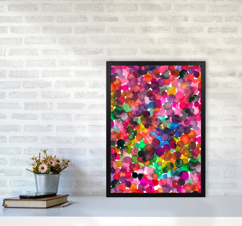 Overlapped Watercolor Dots Abstract Art Print by Ninola Design A2 White Frame