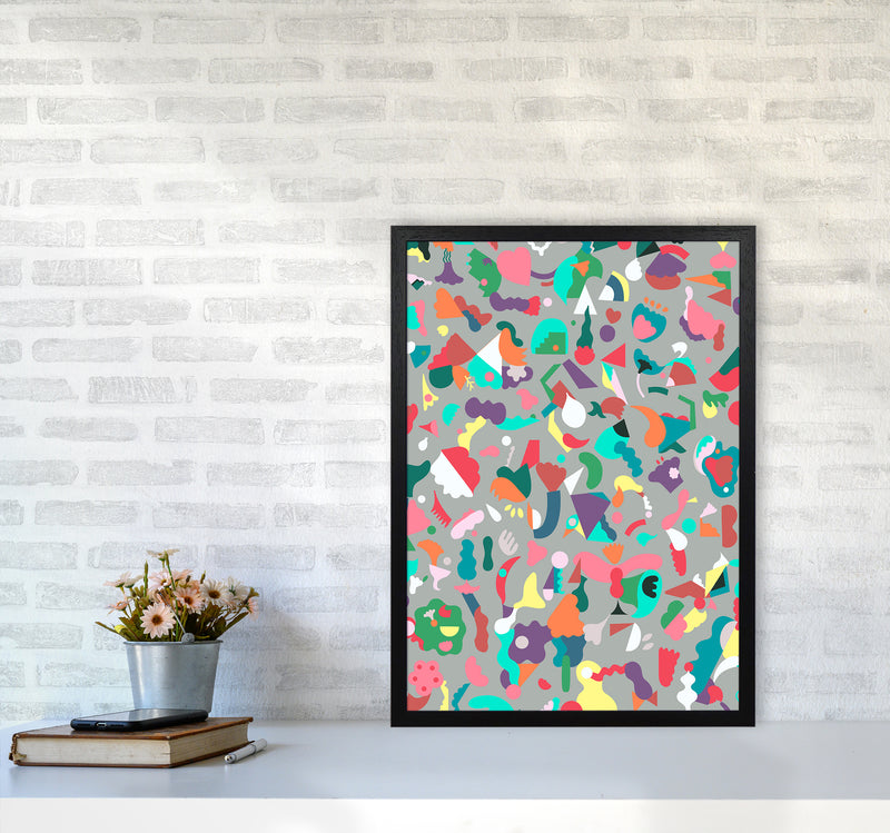 Dreamy Animal Shapes Gray Abstract Art Print by Ninola Design A2 White Frame