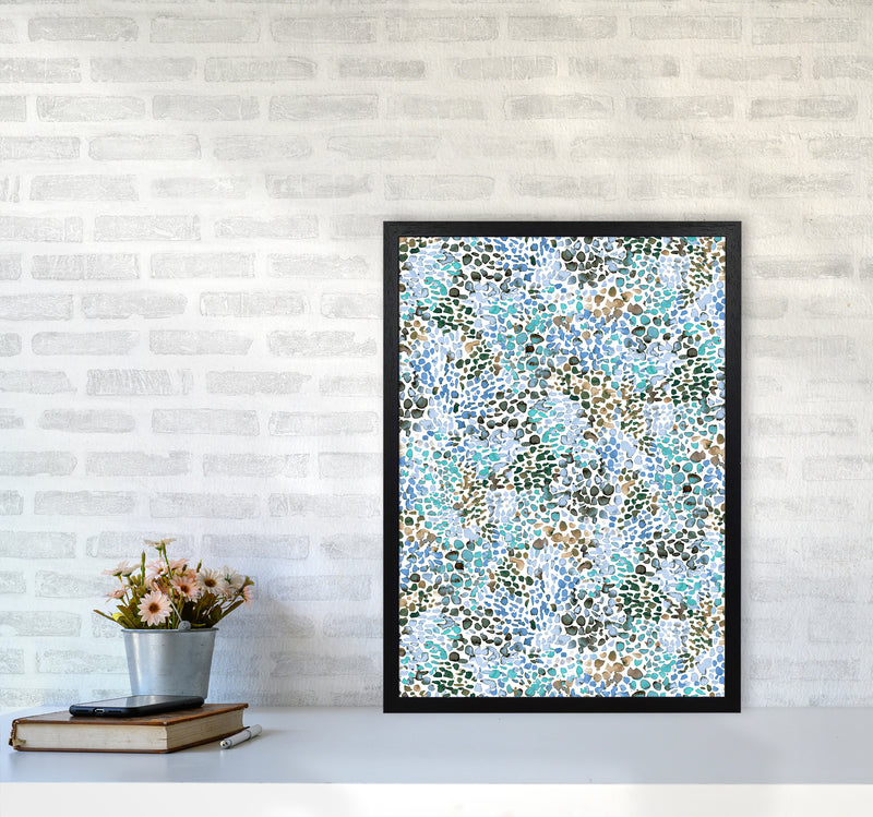 Speckled Watercolor Blue Abstract Art Print by Ninola Design A2 White Frame
