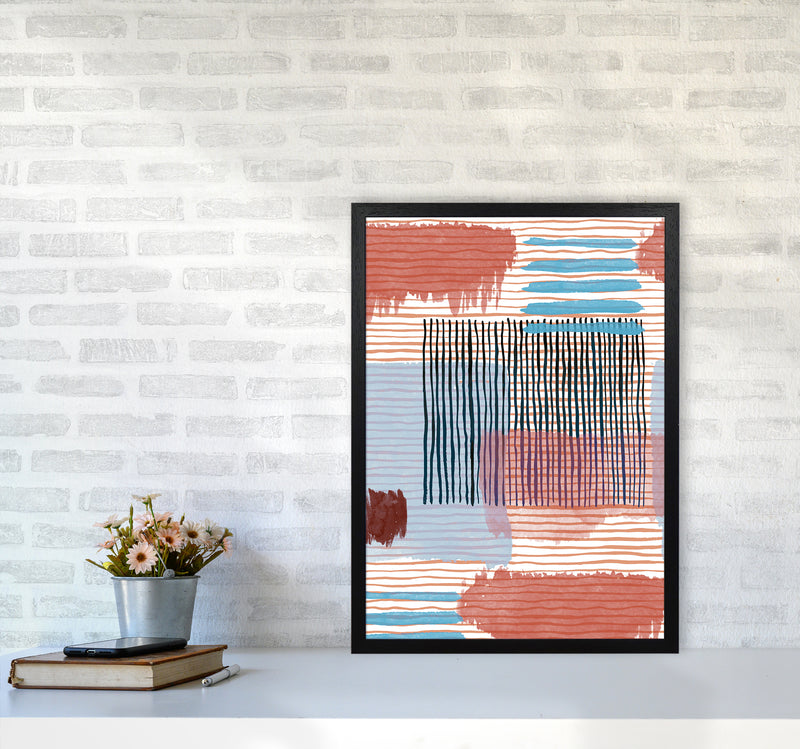 Abstract Striped Geo Red Abstract Art Print by Ninola Design A2 White Frame