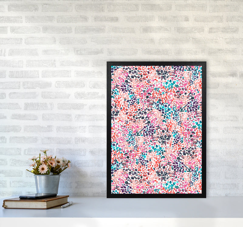 Speckled Watercolor Pink Abstract Art Print by Ninola Design A2 White Frame