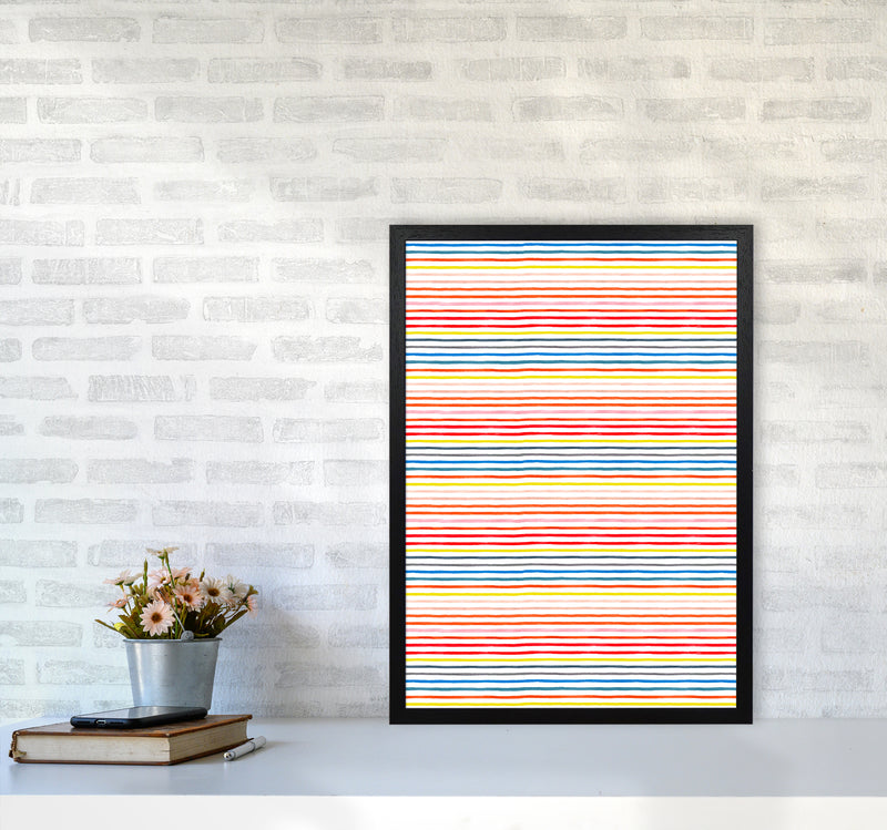 Marker Colorful Stripes Abstract Art Print by Ninola Design A2 White Frame