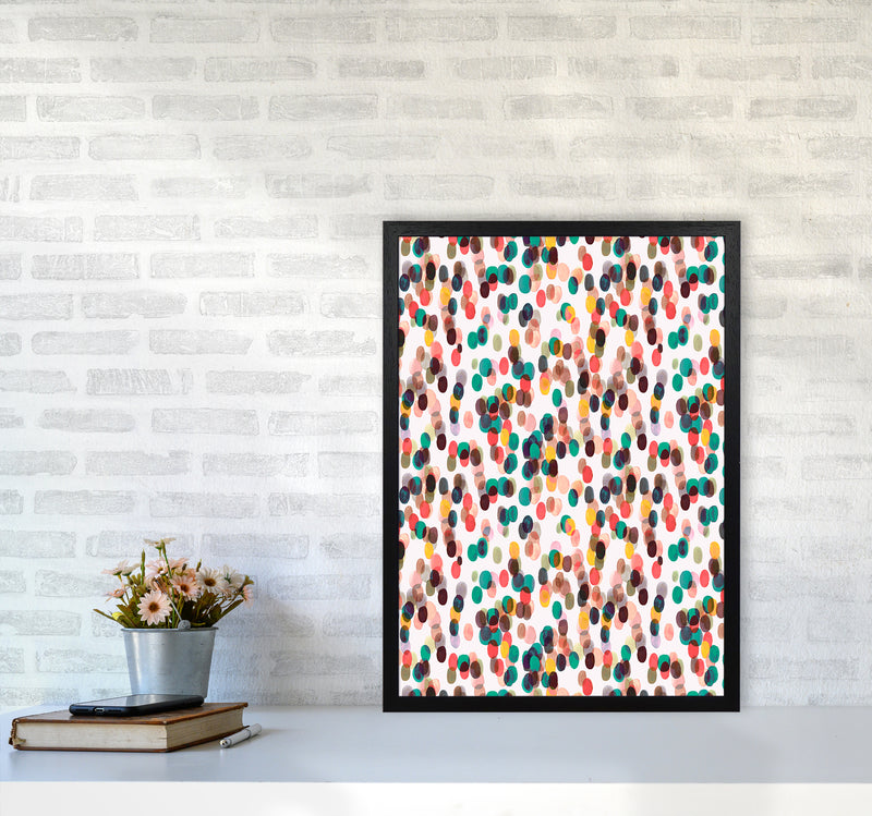 Relaxing Tropical Dots Abstract Art Print by Ninola Design A2 White Frame