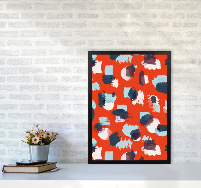 Abstract Stains Coral Abstract Art Print by Ninola Design A2 White Frame