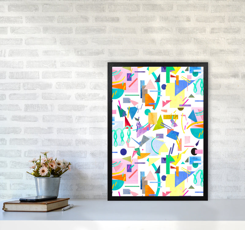 Geometric Collage Pop Abstract Art Print by Ninola Design A2 White Frame