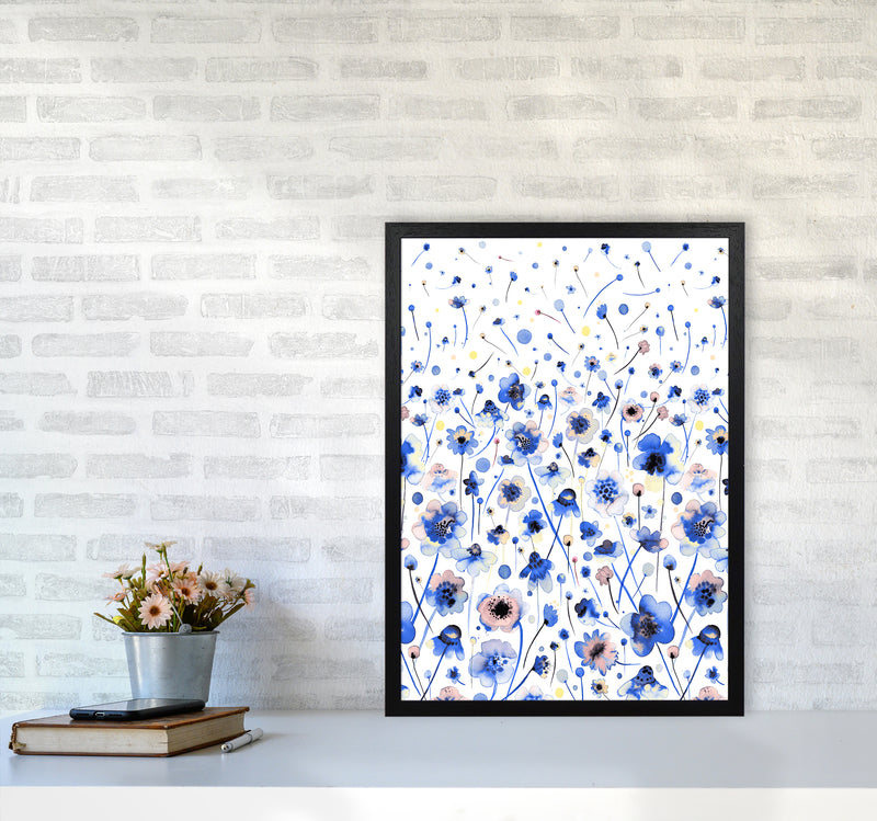 Ink Flowers Degraded Abstract Art Print by Ninola Design A2 White Frame