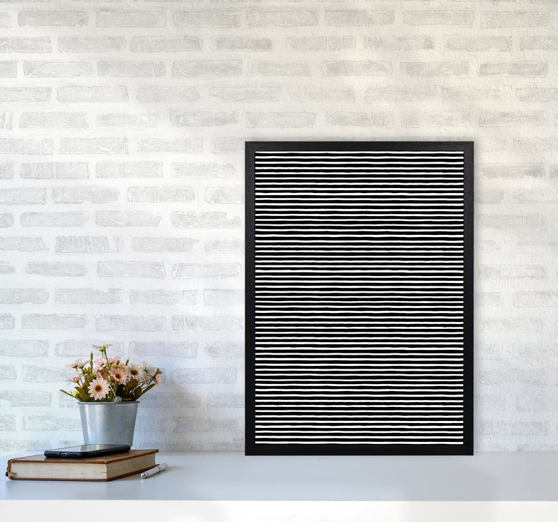 Marker Black Stripes Abstract Art Print by Ninola Design A2 White Frame