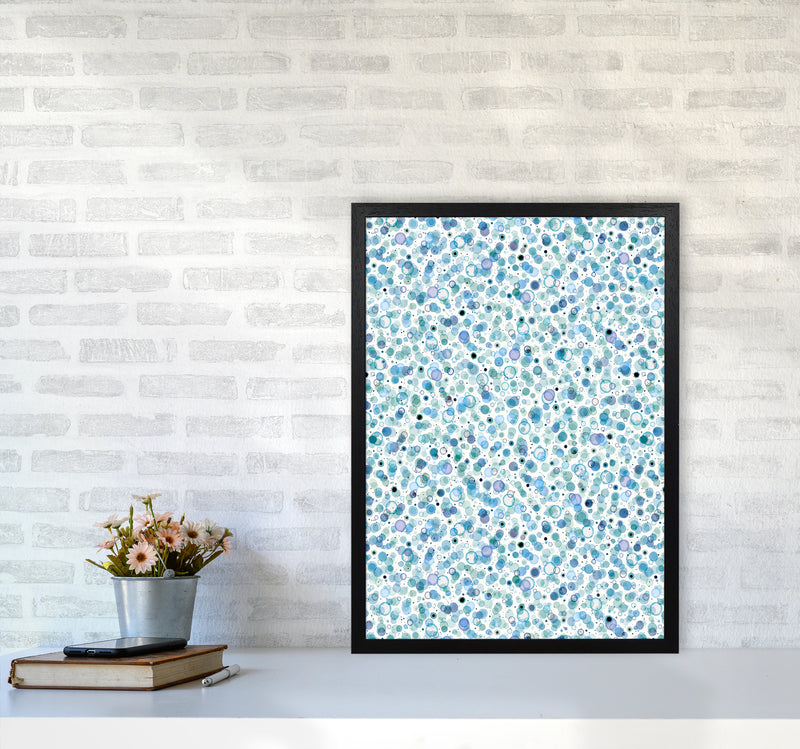 Cosmic Bubbles Blue Abstract Art Print by Ninola Design A2 White Frame