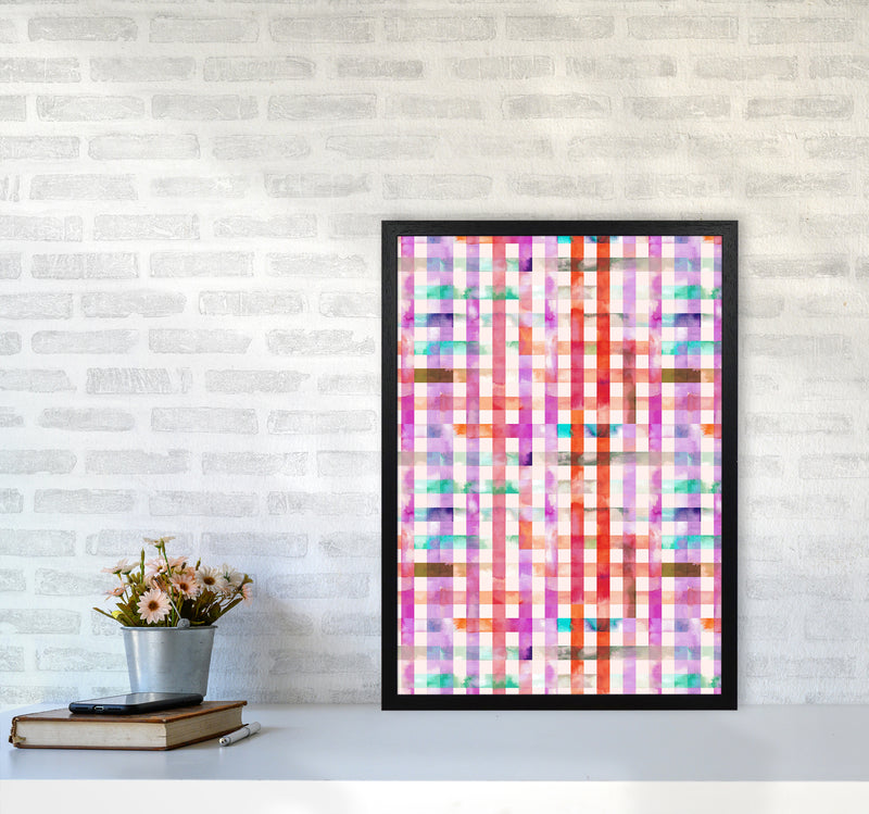 Gingham Vichy Pink Abstract Art Print by Ninola Design A2 White Frame