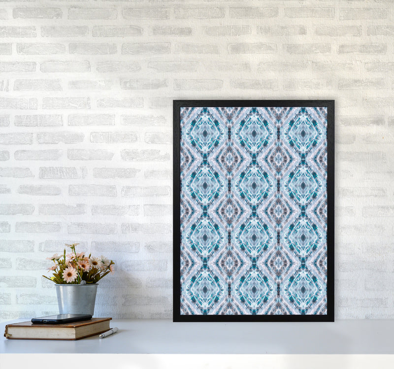 Boho Shibori Blue Abstract Art Print by Ninola Design A2 White Frame