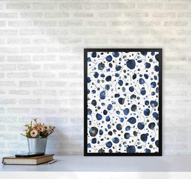 Flying Seeds Blue Abstract Art Print by Ninola Design A2 White Frame
