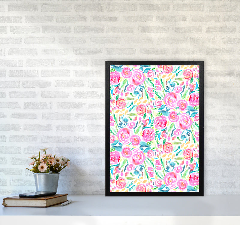 Spring Days Pink Abstract Art Print by Ninola Design A2 White Frame