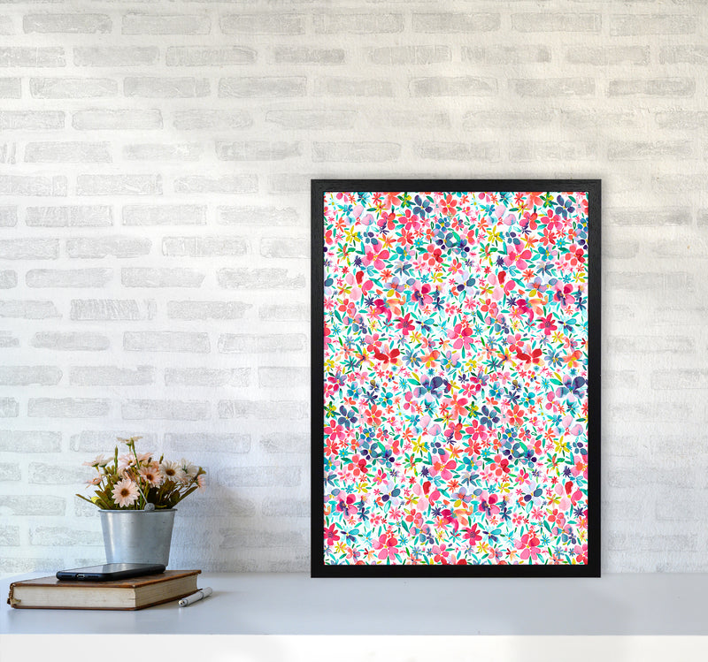 Colorful Petals Abstract Art Print by Ninola Design A2 White Frame