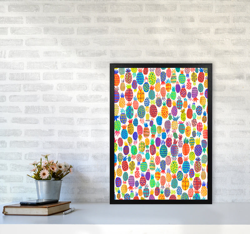 Cute Pineapples Abstract Art Print by Ninola Design A2 White Frame