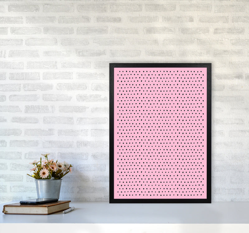Artsy Dots Pink Abstract Art Print by Ninola Design A2 White Frame