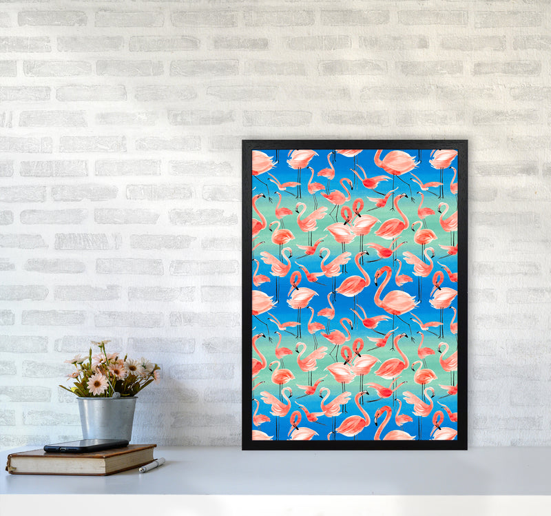 Flamingo Pink Abstract Art Print by Ninola Design A2 White Frame