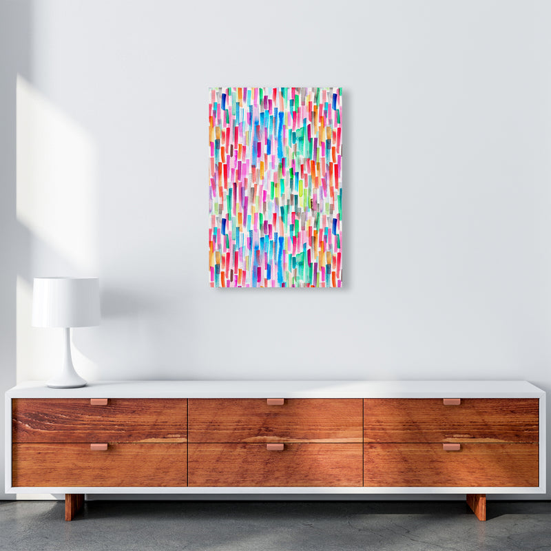 Colorful Brushstrokes Multicolored Abstract Art Print by Ninola Design A2 Canvas