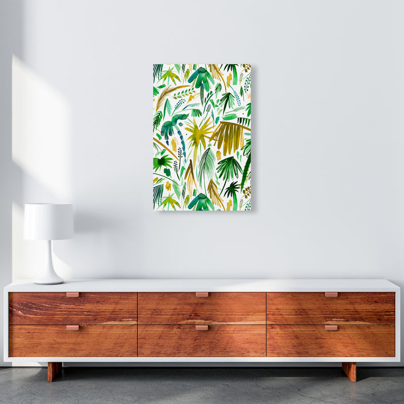 Brushstrokes Tropical Palms Green Abstract Art Print by Ninola Design A2 Canvas