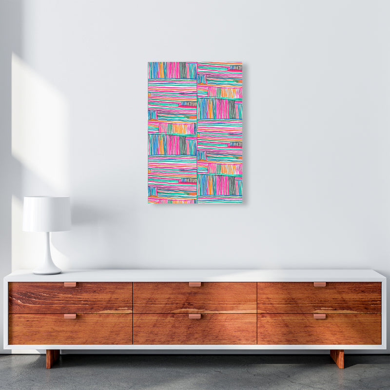 Watercolor Linear Meditation Pink Abstract Art Print by Ninola Design A2 Canvas