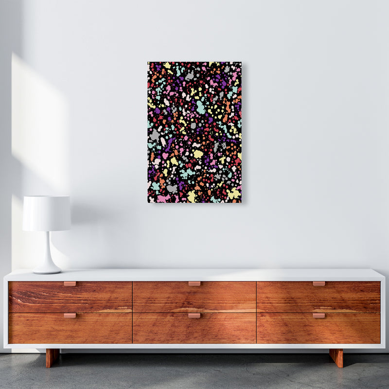 Splatter Dots Multicolored Black Abstract Art Print by Ninola Design A2 Canvas