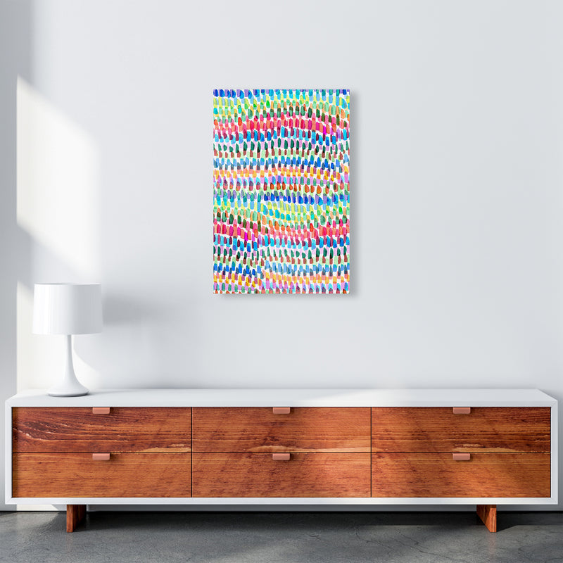 Artsy Strokes Stripes Colorful Abstract Art Print by Ninola Design A2 Canvas
